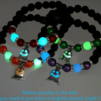 4 Pcs Of Halloween Gift Glow-In-The-Dark Little Ghost Bracelet With Natural Volcanic Stone Luminous Stone Ghost Bracelet Set