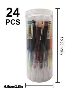 24-Color Bulk Pack Liquid Ink Gel Pens Set, Drawing & Writing Supplies Back To School - Multicolor - View 3
