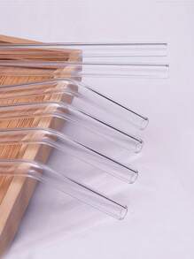 Ensemble de 9 pailles en verre avec brosse de nettoyage - pailles réutilisables coudées et droites pour boissons, cocktails - parfait pour la maison, les fêtes, les bars, les boutiques de bubble tea. Cadeau de Noël, fournitures scolaires