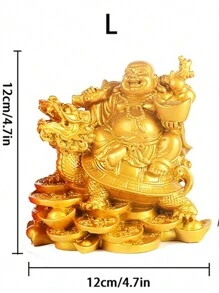 金色树脂笑佛雕像，现代艺术雕塑，佛像摆件，家居装饰配件，节日装饰，派对装饰，家居装饰，房间装饰，生日、毕业最佳礼物 - 金色 - 查看 8