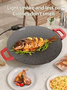 1 Piece Smokeless Non-Stick Pan Multifunctional Household Barbecue Grilling Electric Grilling Pan Barbecue Grilling Pan Household Electric Frying Pan - US A Type Plug(110-127V) - View 7