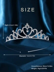 1件装时尚简约心形皇冠头饰，金色和银色可选，适合新娘婚礼装饰，情人节配饰。