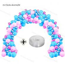 Kit Of 150 Plain Balloons 8" Light Pink + Light Blue + 5" Pink Blue Chrome For Baby Shower Boy Girl - Nhiều màu - Xem 1
