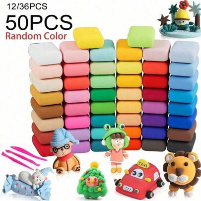 50 colores de arcilla súper ligera para secar al aire, arcilla de modelado, barro espacial de juguete, kit de escultura DIY con herramientas y tutorial, regalo para niños y niñas, arcilla, arcilla para secar al aire, plastilina, manualidades para niños, arcilla comestible, barniz de arcilla, masilla, slime para niños, manualidades para niños