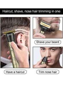 HINEA HIENA Hair Clipper, An Antique Bronze Three In One Hair Clipper With Multifunctional Fast Charging And Long Standby Function. It Is A Shaver, Nose Hair Trimmer, USB Car Charger, Waterproof, Men's, Father's Day Gift, Cordless Rechargeable Men's Beauty Set, Suitable For Beard, Head, Hair, Body, Appearance And Facial Hair Clippers