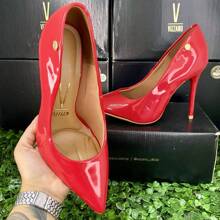 Women's Pointed Toe Pumps High Heel Vizzano Luxury Elegant Formal Shoes Women Stilleto Patent Leather - 紅色/清漆 - 查看 6