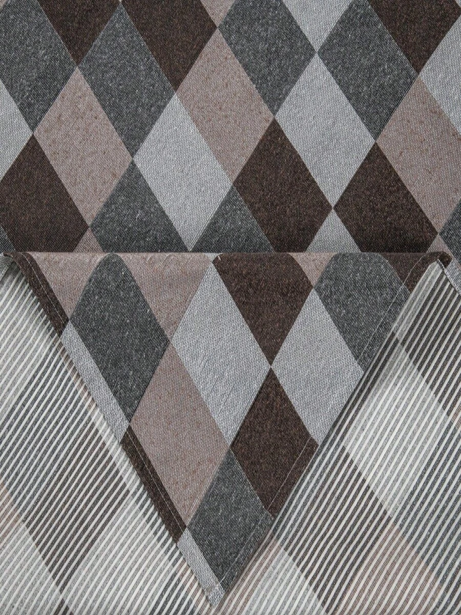 Geometric Or Checkered Jacquard Rug 1.45 M X 3.00 M Non-Slip Living Room Or Bedroom Decoration - Kẻ ca rô màu nâu - Xem 1