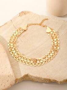 Heart Decor Choker - Yellow Gold - View 6