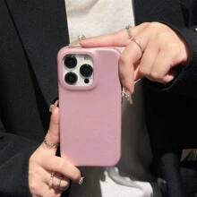 1 件时尚奢华复古金属纽扣 PU 皮革镜面光滑纹理仿皮全覆盖纽扣手机壳适用于 Apple 17 16 16E 15 14 Plus 13 12 11 Pro Max - 冰粉 - 查看 4