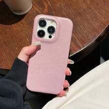 1 件时尚奢华复古金属纽扣 PU 皮革镜面光滑纹理仿皮全覆盖纽扣手机壳适用于 Apple 17 16 16E 15 14 Plus 13 12 11 Pro Max - 冰粉 - 查看 3