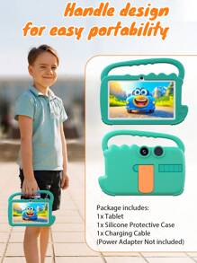 Coopers AT70K 儿童平板电脑 7 英寸幼儿平板电脑，Android 12/SC7731E 4 核 1.3Ghz/2GB RAM 32GB ROM/2.4G WiFi/BT/HD IPS 屏幕/2MP+2MP 双摄像头/3000mAh/家长控制/适用于儿童幼儿、益智视频游戏/带防震外壳（无适配器） - 綠色 - 查看 3