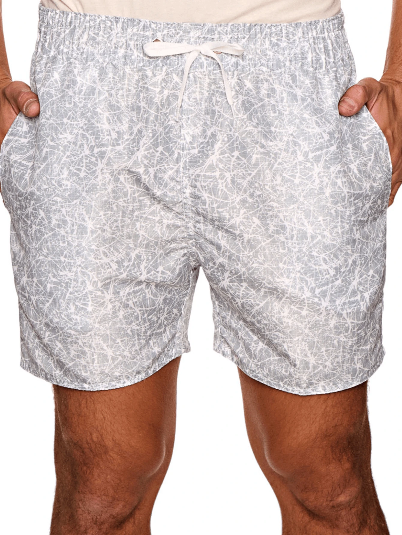 Men's Printed Shorts – Polyester With Elastic, Drawstring And Triple Stitching - 灰色 - 查看 1