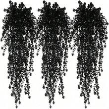 1 pieza Flores colgantes Plantas colgantes falsas Planta colgante artificial negra Follaje artificial resistente a los rayos UV Enredaderas colgantes falsas para decoración de interiores, exteriores, bodas, Halloween, fiestas de otoño, paredes, habitaciones, puertas - Multicolor - Ver 15