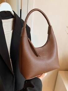 简约休闲百搭日常小尺寸女士手提包 - 咖啡棕 - 查看 5