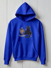 Angry Cat Sweatshirt Blouse Coffee Kitten Caffeine  1995 Flow Fx - Royal Blue - View 1