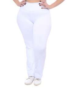 Plus Size Flare Ballerina Pants/WHITE - 白色 - 查看 1