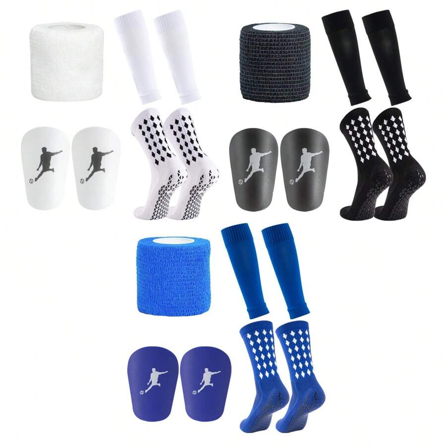1 bộ quần áo giữ ấm chân chống trượt, bảo vệ ống chân và băng quấn thể thao Bộ dụng cụ thể thao bóng đá