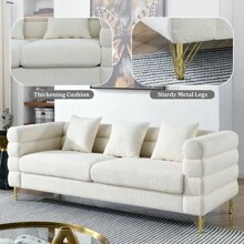 YOGLAD Comfort Fabric Sectional Sofa With Pillows, Deep Seating Sectional Sofa With Metal Legs For Living Room, Bedroom, Office - Ngà voi - Xem 6