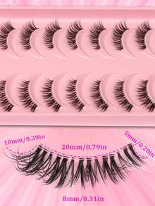 10 Pairs Cat Eye False Eyelashes - Petite, Natural, Cute Short Curled Style With Extended Wing Tips - Cat Eye Lashes - View 7