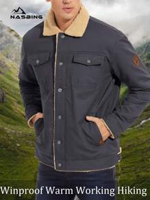 NASBING NASBING Jaqueta de inverno masculina com forro térmico e vários bolsos, casaco cargo, roupa externa quente, caminhada, acampamento, caminhoneiro, jaqueta