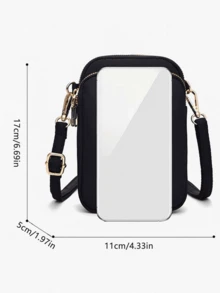 2 Peças Bolsa Transversal Fashion Casual Mini para Caminhada com Bolsa de Tecido para Celular, Porta-moedas Vertical para Mulheres e Meninas, Presentes para Volta às Aulas, Outono e Inverno, Dia dos Namorados (Adesivos de Letra DIY) - Preto - Visão 8