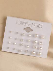 12 Pairs Shiny Rhinestone Earring Set, Elegant Earrings, Versatile Geometric Six Claw Rhinestone Design, With Cards, Suitable For Daily Wear, Gift Giving, And Party Gifts - Multicolor - View 12