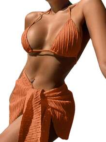 Bikini Set Trikini 3 Piece Kit Skirt Beachwear - White - View 8