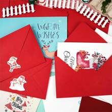 21 张/套圣诞贺卡，（包括 10 张贺卡 + 10 个信封 + 1 张贴纸）圣诞快乐、圣诞节、感恩节 - 送给朋友或家人的完美礼物，英式 Ins 风格折叠信封，节日 DIY 手写贺卡，开学祝福，节日祝福，礼品装饰，仪式，新年快乐 - 彩色 - 查看 6