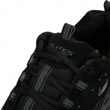 Skechers 男士熊猫厚底休闲鞋 - 黑色/橄欖色 - 查看 5