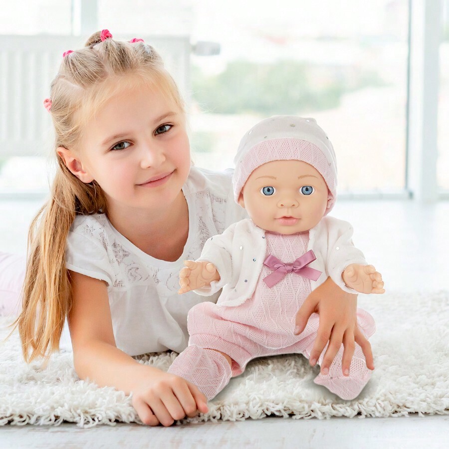 GAGAKU 30cm Baby Puppe Mit Haaren - Spielpuppe Für Mädchen 1-6 Jahre Mit Rosa Kleidung