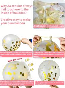 AFYPRTY 10pcs 12inch Transparent Confetti Latex Balloon With Aluminum Foil Sequin Translucent Party Decoration Balloon Suitable For Wedding Birthday Party Decoration Outdoor Decoration Holiday Party Supplies