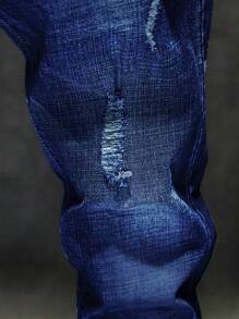 Men's Casual Slim Fit Distressed Pocket Jeans - Dark Wash - View 5