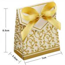 100Pcs Wedding Candy Boxes Gold Party Treat Favour Gift Boxes With Ribbon For Birthdays Food Shower Weddings(Gold) - Gold - View 3