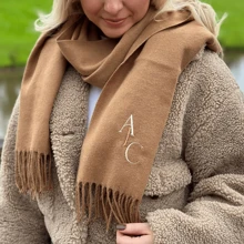 Personalised Scarf, Luxury Embroidered Soft Touch With Tassel Trim, Stocking Filler, Gifts For Her, Christmas Gift Idea For Mum Nan Daughter - Embroidered Scarf - View 1