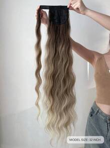 长波浪马尾辫接发 32 英寸环绕式马尾辫夹发耐热合成假发适合女士女孩日常使用 - 漸層棕色 - 查看 7