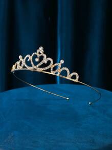 1件装时尚简约心形皇冠头饰，金色和银色可选，适合新娘婚礼装饰，情人节配饰。