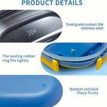 1pc Portable Stainless Steel Lunch Box With Plastic Lid - Dishwasher Friendly, Square Bento Container For School, Camping, Travel - Ideal For Supplies, College, Study Essentials, Kitchen Organization And Storage Accessories Christmas Gift