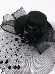 1pc Vintage Style Face Veil Mini Hat Hair Clip