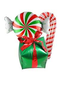 3 buc Panglică Cutie Cadou Baloane Cu Bomboane Crăciun Cârja Set Baloane Cutie Cadou Crăciun Baloane Decoratiuni pentru petreceri Crăciun 2025, Crăciun