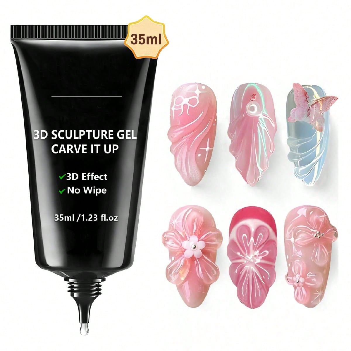 3D 35ML SCULPTURE GEL For Nails, Super Strong Gel Nail Glue For Nail Charm 3D Nails Bling Gel For Decoration Gem Nail Art Jewel Diamonds Cured Need UV/LED Beauty Gift