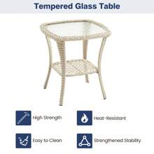 Outdoor Swivel Rocker Wicker Patio Chairs Set Of 2, Rattan Rocking Chair Furniture Set - Beige - View 8