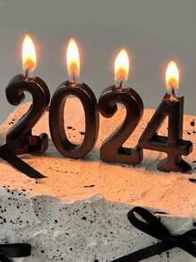 1pc 0-9 Black Mini Number Birthday Candles For Cake, Party Baking And Photo Decoration - Black - View 2