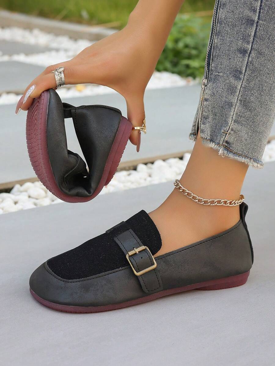 Damskie płaskie mokasyny, okrągłe noski, miękkie dno, buty codzienne, wygodne uniwersalne buty dla matek