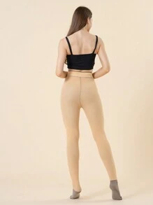 Quần bó giữ ấm mùa đông cho nữ Quần tất lông cừu mùa thu đông nâng hông gợi cảm ngoài trời Quần bó nhung dày giữ nhiệt Quần bó co giãn bó sát - Cà phê nâu - Xem 8