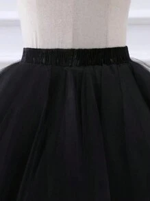 1pc European And American Style Colorful Tulle Skirt Petticoat, Asymmetrical Hem Sexy Skirt For Halloween Party