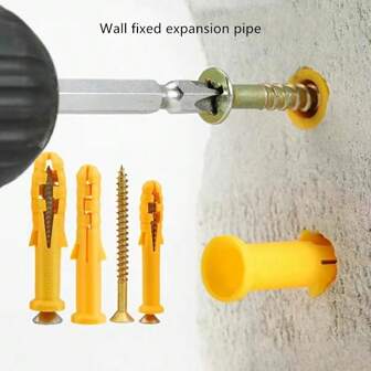 50 Pieces/Kit, M6 * 40mm/1.575 Inch Yellow Plastic Expansion Bolt, Home Mounting Bolt, Expansion Bolt Assembly, Dry Wall Anchor Plastic Expansion Pipe, Stud Mount Yellow Croaker Expansion Rubber Stopper, Nylon Rubber Particle Expansion Plug, A Must-Have For Home Furnishings (Without Screws)