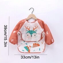Tạp dề ăn uống chống thấm nước cho trẻ em, Quần áo yếm cho bé trai bé gái, Áo choàng ăn chống bẩn - nhiều màu - Xem 6