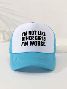 1pc Unisex Printed Decorative Funny Sponge Mesh Trucker Hat Baseball Cap Sun Hat Dad Hat, Suitable For Daily Use, Outdoor Travel, Hiking, Climbing, Beach Vacation - Multicolor - View 4