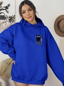 Sweatshirt Kitten Cute Cat Meme Bad Mood  2008 Flow Fx - Xanh đậm - Xem 4