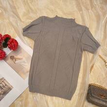 Short Sleeve Knitted T-Shirt - 灰色 - 查看 3